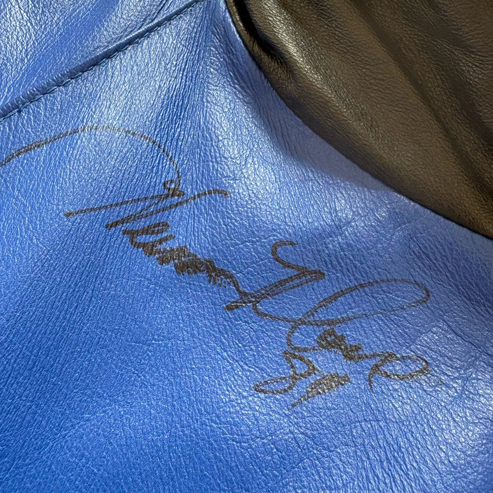 Detroit Lions Logo Athletic Sharktooth Vintage 90s Leather Jacket Moore Signed L - Picture 6 of 16